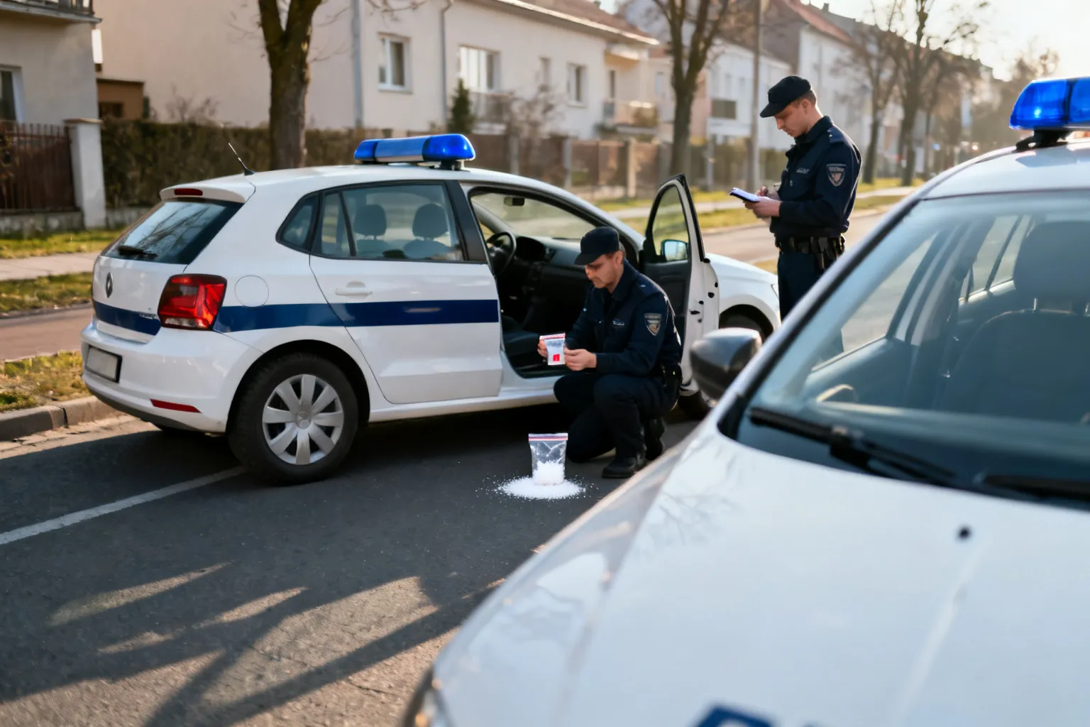 Kierowca zatrzymany w Pruszkowie po próbie ukrycia mefedronu