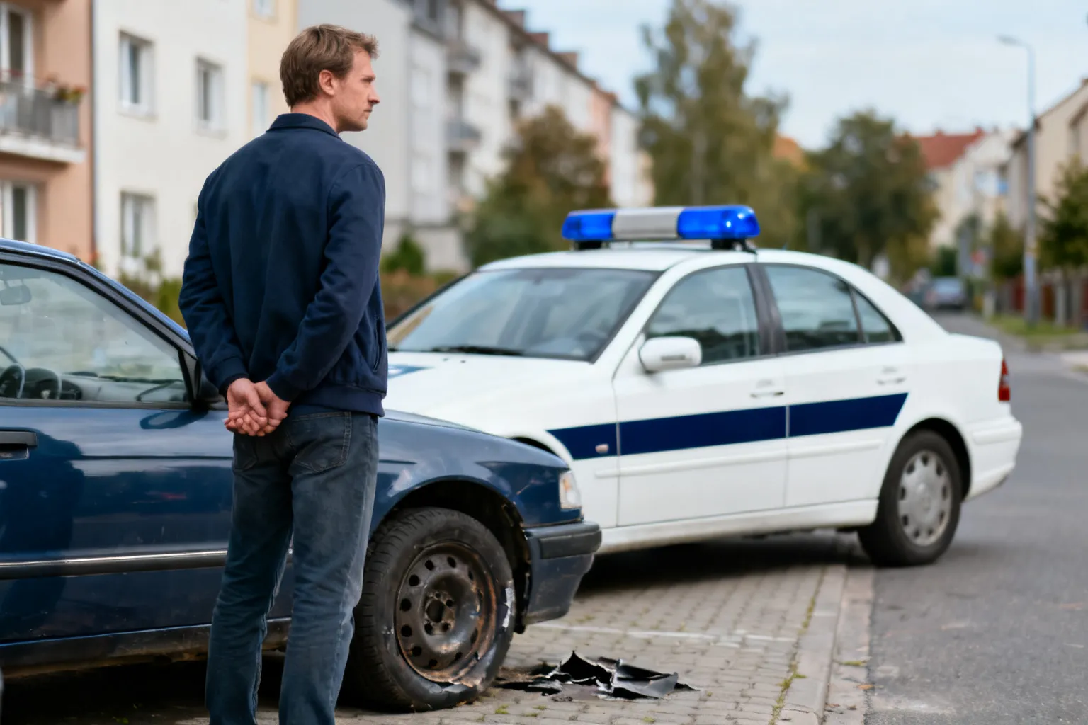 Zatrzymano mężczyznę za groźby i przecięcie opon na Bemowie