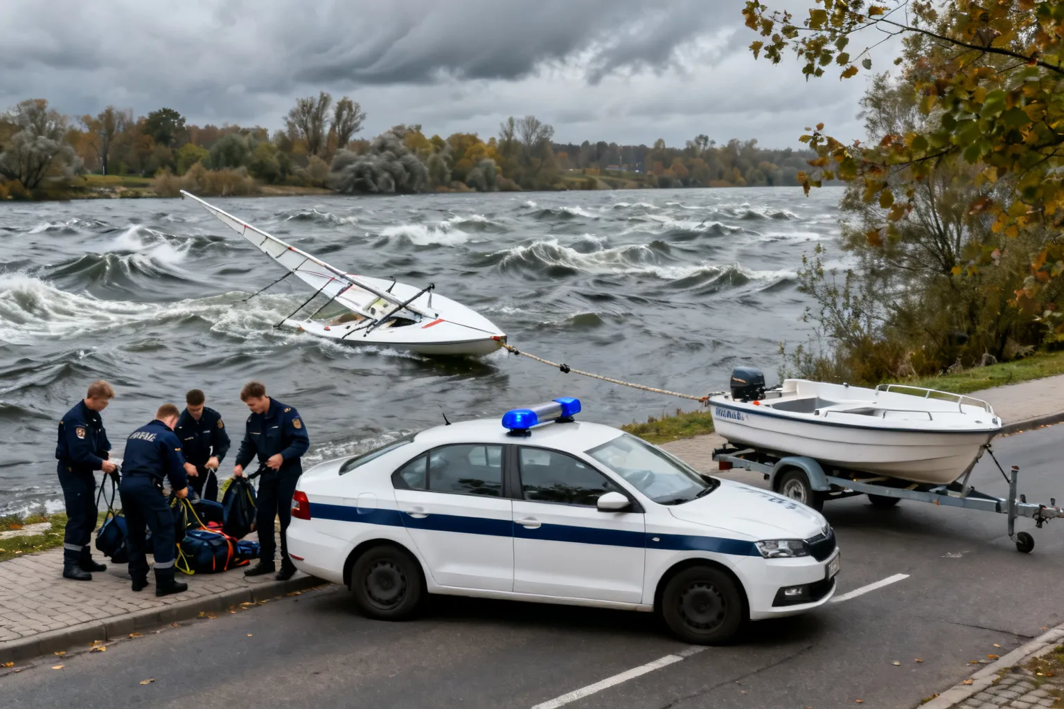 Regaty Policjantów Wodnych przerwane z powodu silnego wiatru