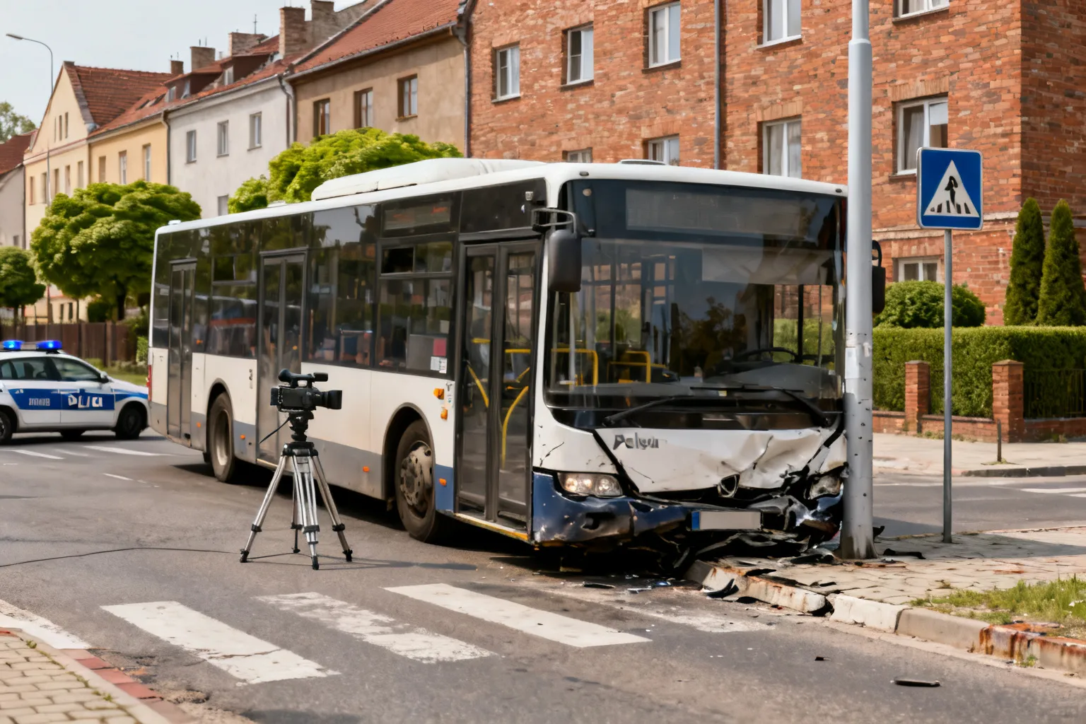 autobus 728 kolizja Złotokłos — policja bada nagranie i ustala kierowcę