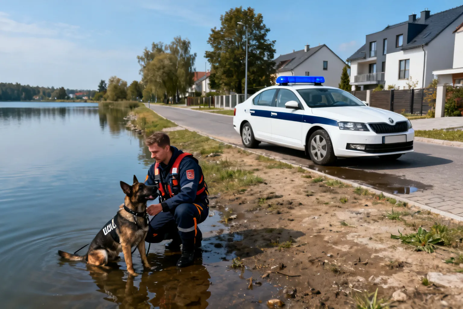 Kamil i Racuch przeszli kurs K9 Water Recovery nad jeziorem Lake Bryan