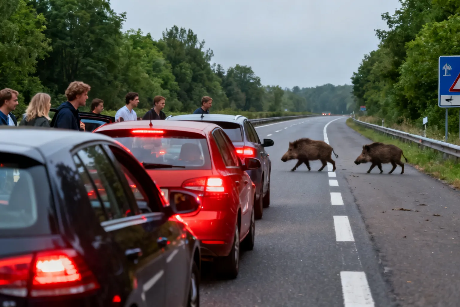 Karambol S2 Wawer — stado dzików spowodowało 6-km korek