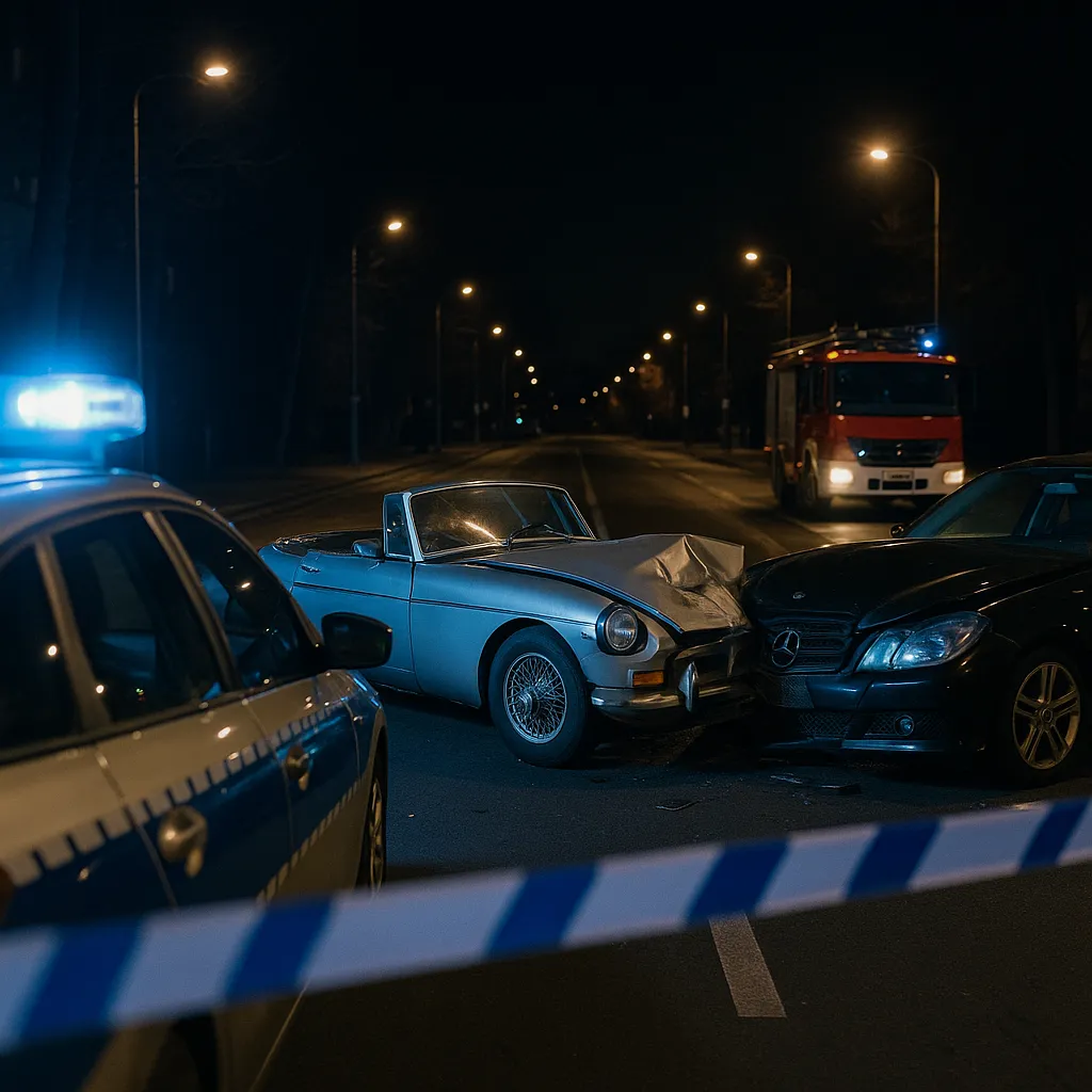 Wypadek Harcerzy Wałbrzyska na Mokotowie — zderzenie MG z Mercedesem